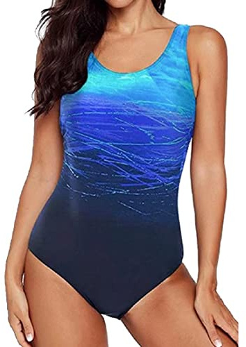 Sweetneed chida yi Bañadores de Mujer Traje de una Pieza con Relleno Bañador Push up Ropa de Baño Cintura Alta Size Gradiente de Color Cruz Atrás Slim Fit Cuerpo Atractivo Bañera Bikini…
