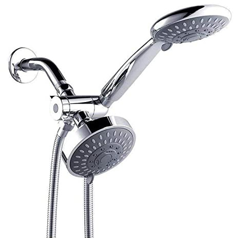 KJJFIPCXP Pommeau de Douche combiné N/A, pommeau de Douche Double, pommeau de Douche à Main Haute Pression 2 en 1 avec Tuyau en Acier Inoxydable, inverseur à 3 Voies avec Prise, Chrome, A(A)