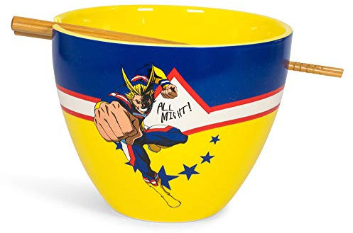 Just Funky My Hero Academia All Might Dinnerware Set | 16-Ounce Ramen Bowl and Chopsticks
