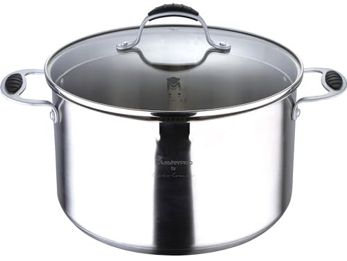 MASTERPRO by Carlo Cracco Pastaiola pentola alta 26x15,5cm 8L in acciaio inossidabile per induzione, con coperchio in vetro