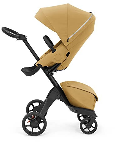 Stokke Xplory X, Golden Yellow – Eleganter Kinderwagen – Anpassbarer Komfort für Baby & Eltern – Polsterung, Sicherheitsgurt & reflektierender Reißverschluss für mehr Sicherheit – Im Nu faltbar
