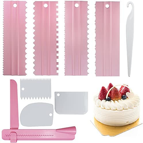 GIRAFEDA 9 Stück Tortenschaber Kunststoff Kuchen Glätter Verstellbar Kuchenschaber DIY Tortenspachtel Plastik Cake Scraper Set Flexibel Buttercreme Glätter Backwerkzeug für Torten Kuchencreme Backen