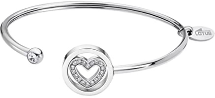 LOTUS STYLE Pulsera Acero Inoxidable Mujer LS2182-2/1 Corazón - Sofisticado Brazalete con Pulido y Acabado Refinado 6,6 cm - Ideal para Regalo de Cumpleaños - Aniversario - Ocasiones Especiales