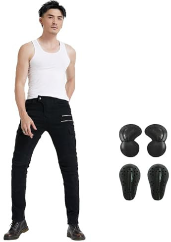 Motorrad, Motorrad Hosen Herren, motorradjeans Für Herren, Ausgestattet Mit 4 Schutzpanzerteilen, Motorradbekleidung Herren (Schwarz,XS)