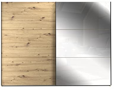 FORTE TRONDHEIM Schrank 270, Kleiderschrank mit Spiegel, Schwebetürenschrank groß Industrial Schlafzimmer 2-türig, Holzdekor: Artisan Eiche, 270 cm breit x 210.5 cm hoch x 63 cm tief