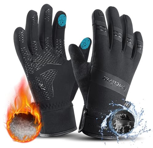KynciLOR Winterhandschuhe Herren Damen Fahrradhandschuhe 3M Thinsulate Schwarz Touchscreen Warme Laufhandschuhe Zum Skifahren Wandern Motorrad Klettern
