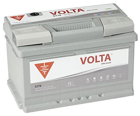 Bateria de Coche VOLTA Silver 77Ah 750A - Borne +Dcha - Medidas Largo 278 x Ancho 175 x Alto 175 mm con 2 años de Garantía - Fabricación Europea.