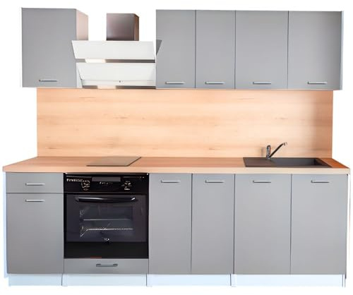 Cuisineandcie - Cuisine complète ECO Gris Brillant 240 cm