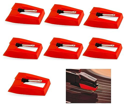 7pcs Record Player Needle, Turntable Replacement Needle Practical Record Player Needle Replacement Accessory for Vinyl Record Player (Red)