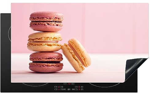 KitchenYeah© Induction Hob Protector Mat Stove Cap Top Cover Kitchen Cooker | 20.5x35.4 / 90x52 cm - Covers for Electric Hobs Vinyl Macaroons - Colourful - Paris