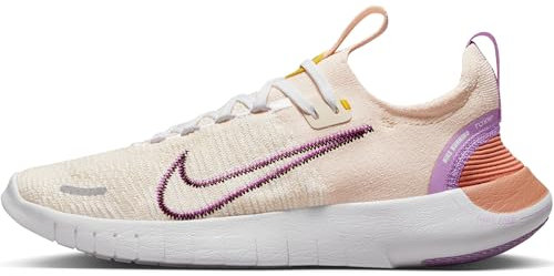 NIKE Free Run Flyknit Next Nature Damen-Sneaker, niedrig, Guava Ice Earth Vivid Sulfur White, 40 EU