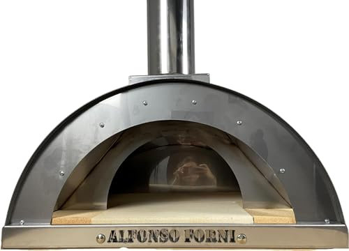 Forno Pizza Da Esterno A Legna - Alfonso 2 Pizze - Per Pizza, Pane, Focaccia, Carne - Camera Di Cottura Diretta In Mattoni Refrattari E Acciaio Inox, 500 Gradi, Coibentato Con Skamotec - MADE IN ITALY