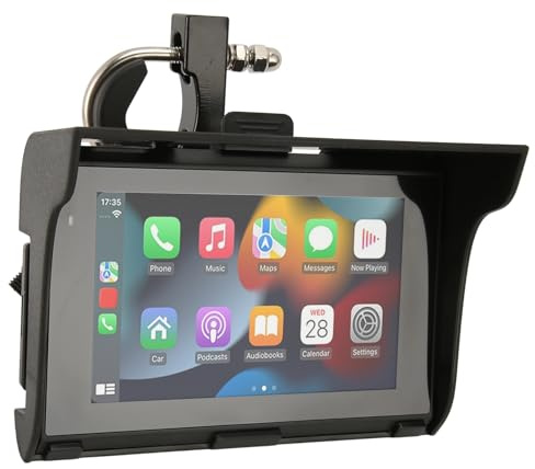 5 Inch Waterproof Touchscreen for Motorcycle, Portable Android Auto GPS Navigation for Motorbike, Support Dual Bluetooth, Car GPS, Siri, Assistant