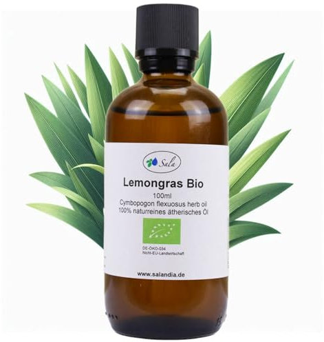 Sala Lemongrasöl Zitronengras Aroma ätherisches Öl naturrein BIO (100 ml Glasflasche)
