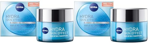 NIVEA Hydra Skin Effect Wake-up Gel (50 ml), Tagespflege für aufgepolsterte & glatte Haut, erfrischende Tagescreme mit purem Hyaluron [HA] für 72h Feuchtigkeit (Packung mit 2)