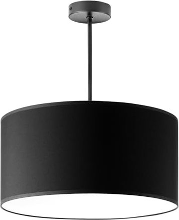 Miratic Lampada a Sospensione Corta con Sorgente Luminosa Sostituibile E27 max. 60W (non inclusa) Paralume in Tessuto (nero)