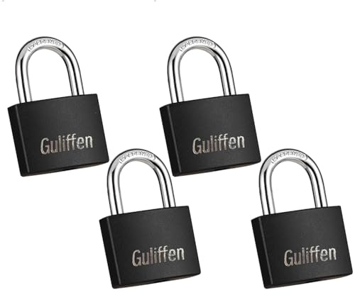 Guliffen Vorhängeschloss aus Aluminium, wetterfest, mit gleichem Schlüssel, für Schuppen, Tor, Briefkasten, Schrank, Aufbewahrungseinheit, 4 Stück