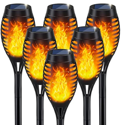 Solar Lights Outdoor, Solar Torch Light with Flickering Flame for Garden Decor, 20.5'' Small Size Solar Powered Garden Lights, Waterproof Flame Torches for Outside Patio Pathway Yard Decorations