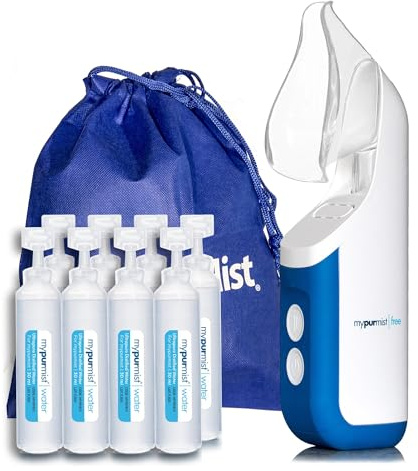 MYPURMIST Free Cordless Ultrapure Instant Steam Inhaler, Vapouriser & Warm Mist Humidifier for Sinus and Nasal Dryness, Congestion and Discomfort. No Scalding Risk