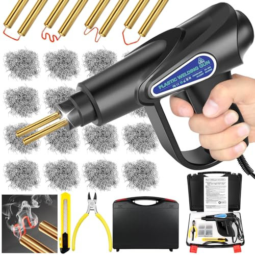 UCAMP Soldador de Plástico,Plástico Soldadura Máquina 80w,con 6 Tipos de clavos de soldadura 900pcs,parachoques de automóviles/piezas de automóviles/Plástico Soldadura Reparando Kit para piragüismo