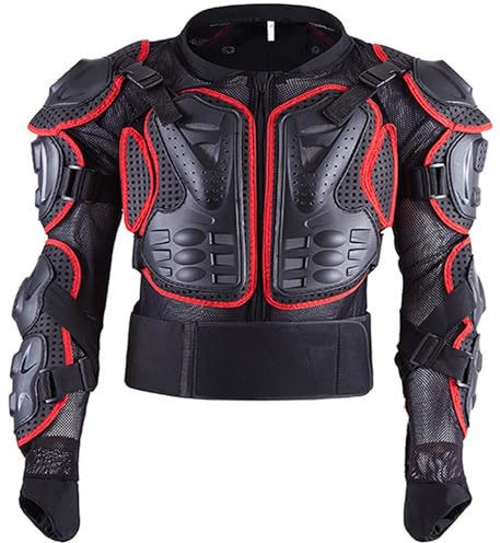 Yglophic Adultos Motocicleta Body Armor Pecho Espalda Protector De Columna Vertebral Chaleco Protector, Motocicleta Body Armor Armor Protector De Pecho Protector De Espalda Motocross, Adecuado Red,M
