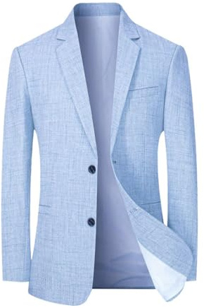 Oanviso Herren Elegante Sakko Sommer Leicht Blazer Freizeit Anzugjacke Zwei Knopf Blazer Slim Fit Mode Herrensakko Sportsakko Alltagsanzüge Party Sportmantel A Hellblau S