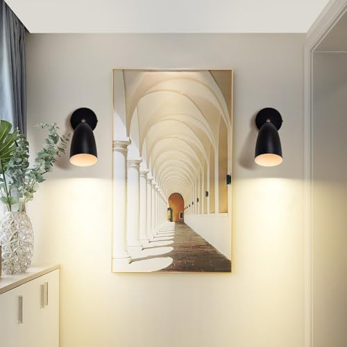 Homefire Wandleuchte Innen Wandlampe Schwarz - 2er Vintage Wandbeleuchtung Schlafzimmer Wandstrahler GU10 Flurlampe Küche Schwenkbar Wandlicht Retro für Wohnzimmer Kinderzimmer - Ohne Leuchtmittel