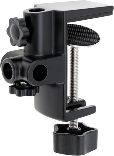 RTNLIT Desk Lamp Clamp, 1/2 inches 4 Hole Metal Table Mounting Clamp for Magnifying Light/Microphone/Boom Scissor Arm, Fits up to 2-1/2 inches Desktop Thickness(Black)