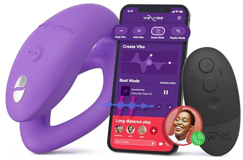 We-Vibe Sync O Couples Vibrator | Wearable Remote Control Vibrating Adult Toys | 10 Vibrations | App Controlled G Spot & Clitoral Stimulator | Vibrators for Women | Personal Massager Sex Toy | Purple