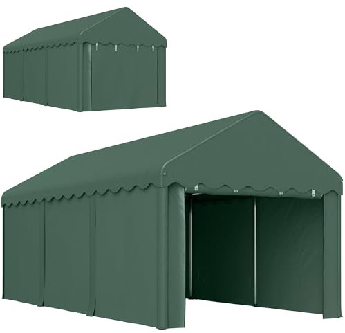 Outsunny Carport 3x6 mavec Portes Roulantes, Toit et Parois Latérales Amovibles - Abri de Garage Résistant aux UV, Étanche à l'Eau