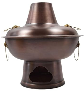 Pentola Calda in Rame Vintage - Pentola a Carbone da 32 cm per Feste in casa e riunioni di Famiglia - Pentola Calda Resistente per Una Cucina Deliziosa - Perfetto Elemento Essenziale in cuci