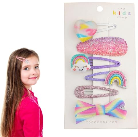 Canollo 6 Stück Haarspangen Mädchen Set, Glänzend Bunte Haarclips, Haarspangen Kinder Set, Glitzer Mädchenschmuck, Niedliche Haarschmuck für Kleinkinder Kinder Mädchen Frauen(Regenbogen)