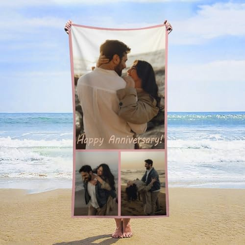 RHMMDIYST Personalisiertes Strandtuch | Individuelles Badetuch mit Foto/Text | Dickes Mikrofaser-Handtuch, weiches und schnell trocknendes Strandtuch – geeignet für Reisen, Meer, Camping, Schwimmen (3