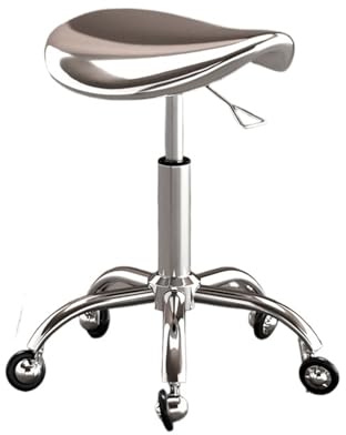 SHENJMAI Drehhocker auf Rollen Hydraulischer Salonhocker mit 360°-Drehgelenk und Rädern, robuster, Verstellbarer Friseurstuhl for Friseursalon/Nagelstudio/Spa(Silver)