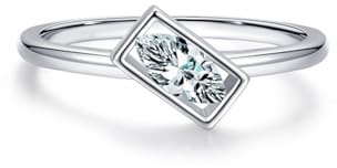 Stfery Bague Platine Femme, Anneau Carreau Incliné Incrusté de Lab Diamant Marquise, Bague Or Véritable PT950 Taille 49