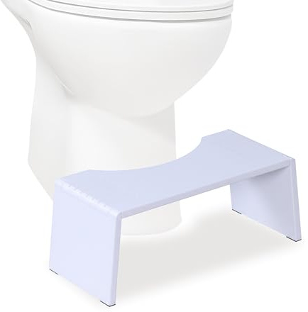 Relaxdays Toilettenhocker, klappbar, Hocker Toilettengang, Erwachsene, Bambus, rutschfest, HxBxT: 19x43,5x20 cm, weiß