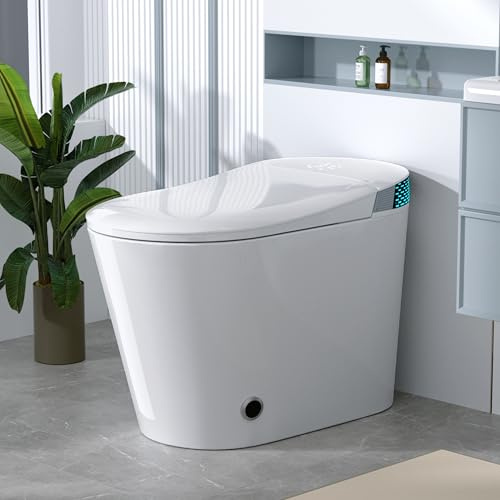 WinZo Smart Toilet,Modern Smart Toilet with Bidet Built In with Foot Kick,Tankless Toilets Auto Open/Close Lid with Dryer,ADA Comfort Height Heat Seat,Instant Warm Water,Power Outage and Flush Black