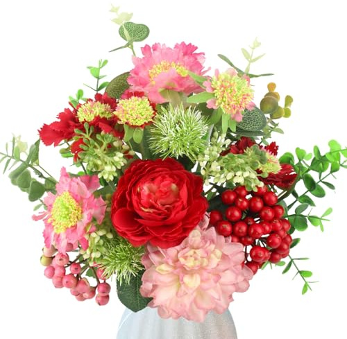 SJUNJIE 17 Fiori Finti da Esterno Mazzi di Fiori Artificiali Decorazione | Fiori Finti da Esterno Fiori Artificiali Esterno Bouquet per Decorazioni Nuziali, Decorazioni Natalizie