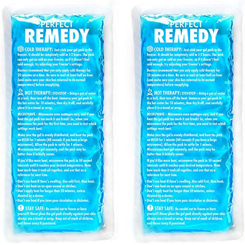 Perfect Remedy Gel Ice Pack Hot & Cold Compress, Reusable Injury Ice Packs for Sports Injuries, Pain Relief Help, Soothing Soft Gel for Soreness & Muscle Strain Conditions (2Pk, Blue, Reg)