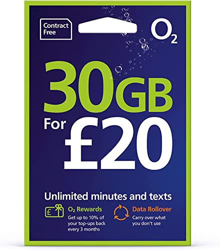 O2 Sim Card Pay As You Go (PAYG) £20 Data Hungry Tariff LATEST TARIFF