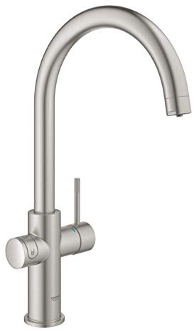 GROHE Blue Home Duo Starter Kit - Kitchen Mixer Tap for Filtered, Chilled and Sparkling Water (Wifi Includes Cooler Unit, Filter and Co2 Carbonization Bottle), Stainless Steel Look 31455DC1