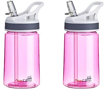 AceCamp Tritan 155149 Trinkflasche für 2 Sportflaschen, auslaufsicher, BPA-frei, mit Strohhalm, 350 ml, Rosa
