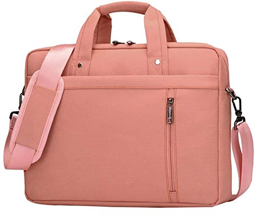 Soft Nylon Shockproof Laptop Messenger Bag Briefcase with Multiple Pockets Handles and Detachable Shoulder Strap for 14 Inch Netbook/Chromebook/Tablet, Version 1 Pink
