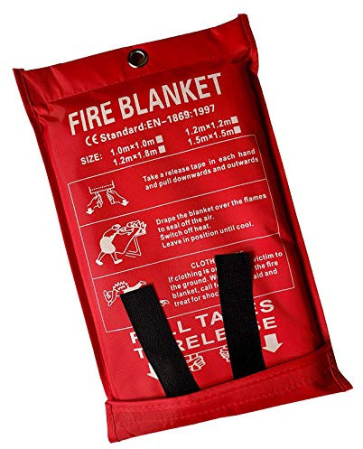Lonnsaffe Fiberglass Emergency Fire Blanket Survival Blanket Shelter Safety Cover Ideal for Kitchen, Fireplace, Grill, Car, Camping (1.8x1.8m)