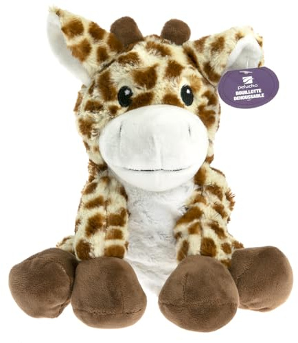 Pelucho - Peluche Bouillotte Déhoussable - Bien-Être, Chaleur et Douceur - Micro-Ondable - Grains de Blé et Fleurs de Lavande - Fabriquée en France - Girafe