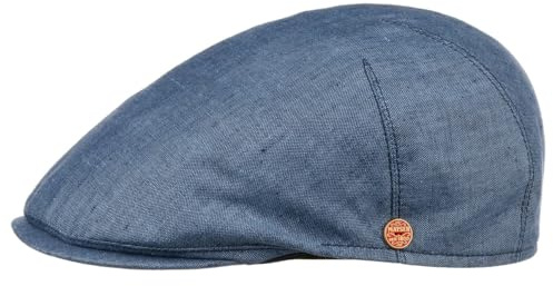Mayser Sidney Leinen Schirmmütze Flatcap UV-Schutz 30 Handmade Made in EU Herren Sommer blau 59 cm