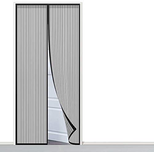 AMZERO Magnet Fliegengitter Balkontür, 95x240cm Insektenschutz Fliegengitter Dachfenster Fliegenvorhang HäNde Frei für Balkontür Wohnzimmer Terrassentür, Schwarz A