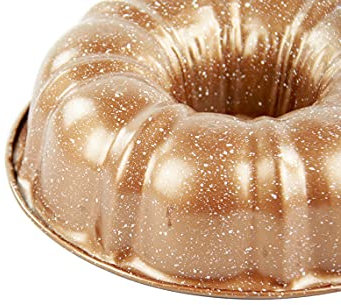 Copper Top - Stampo per torta ad anello scanalato da 24 cm, rivestimento antiaderente, stampo Savarin, grigio/oro/rosso (oro)