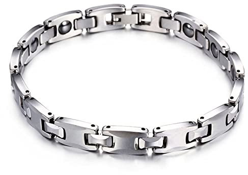 BCughia Freundschaftsarmband, Herren Armbänder Cool Silber Standardgliederkette Magnetisches Armband 205x10mm Armband