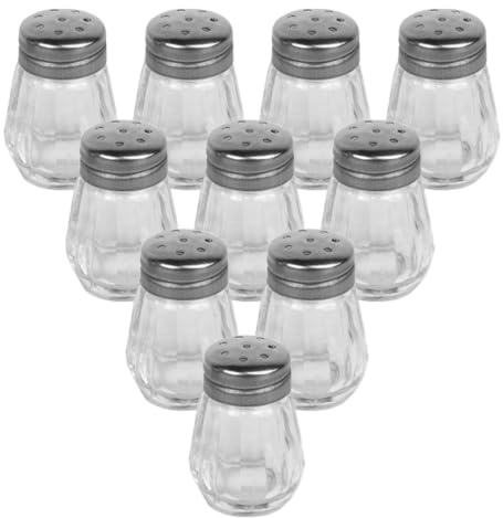 Housoutil 10 Stück Mini Salzstreuer Für Unterwegs, Salzstreuer Klein Mit Deckel Aus Glas, Kleiner Gewürzflasche Eignet Sich Für Gruppenessen, Küchen, Restaurants, Camping Und BBQ Grillabende